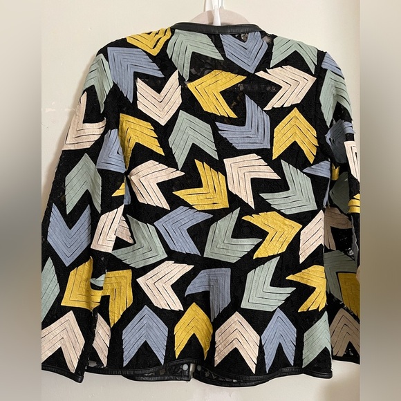 NWOT Caban Romantic Luxury Made in Italy Leather X mesh Coat - Picture 13 of 16